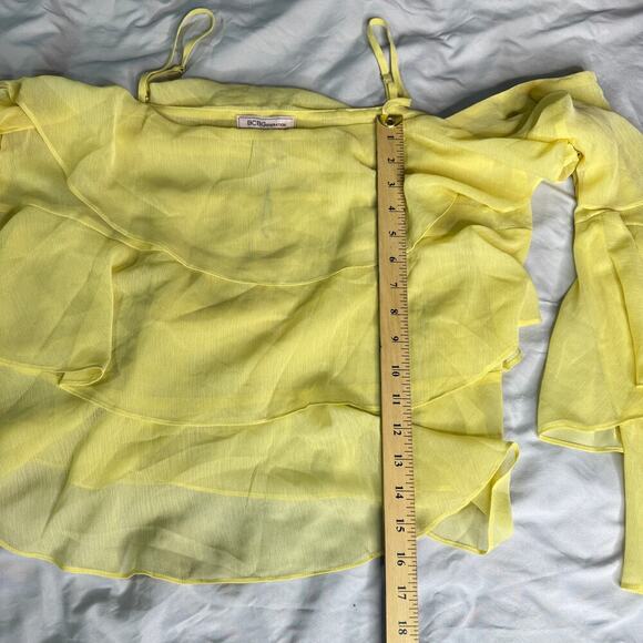 BCBGeneration Women's size Large Citrus Yellow Tiered Off Shoulder Blouse NWT - Picture 9 of 9